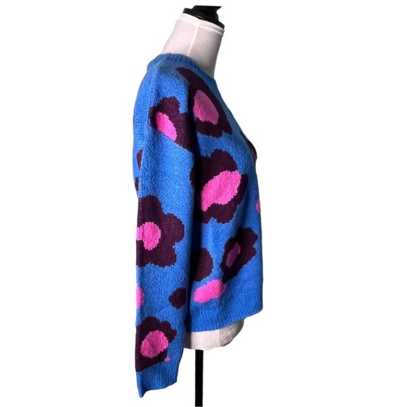 Lilly Pulitzer Ferrara Sweater Blue Flare Growl and Prowl Jacquard Print Size XS - Picture 9 of 16